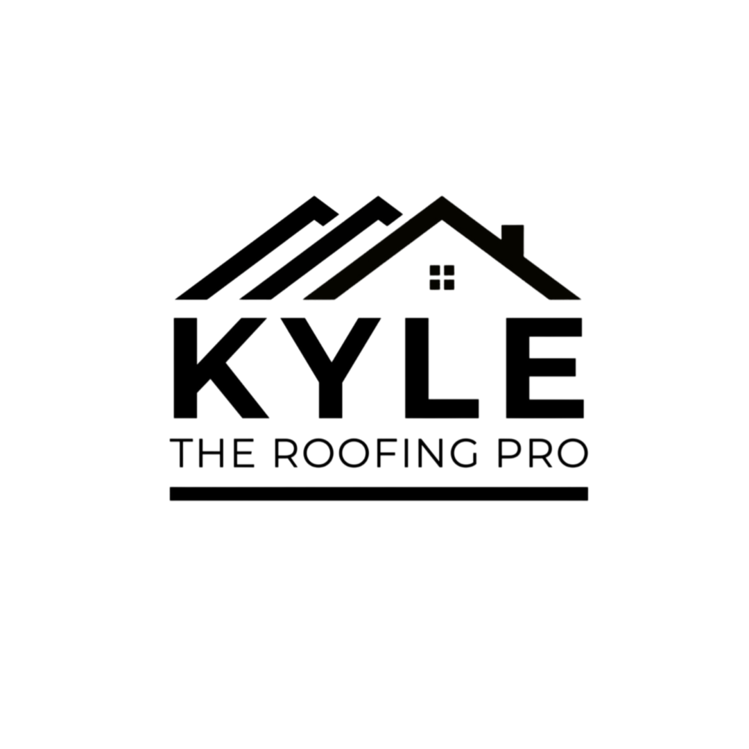 A black and white logo for kyle the roofing pro.