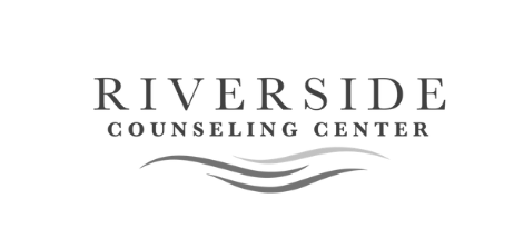 The riverside counseling center logo is a black and white image of a wave.
