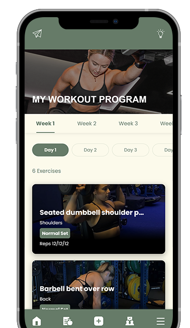 A screenshot of a Tone by Tasj  workout program on a cell phone.