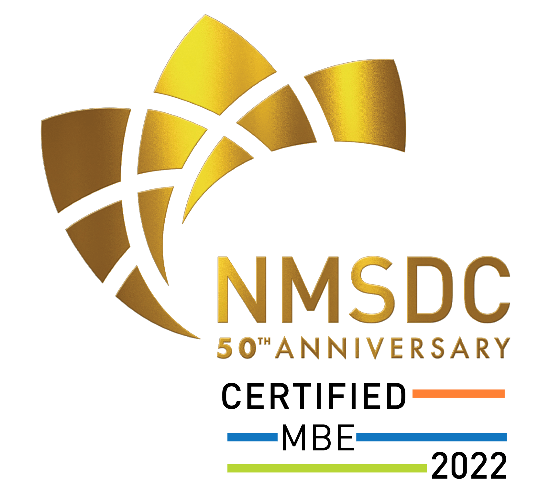 The logo for the nmsdc 50th anniversary is certified in 2022.
