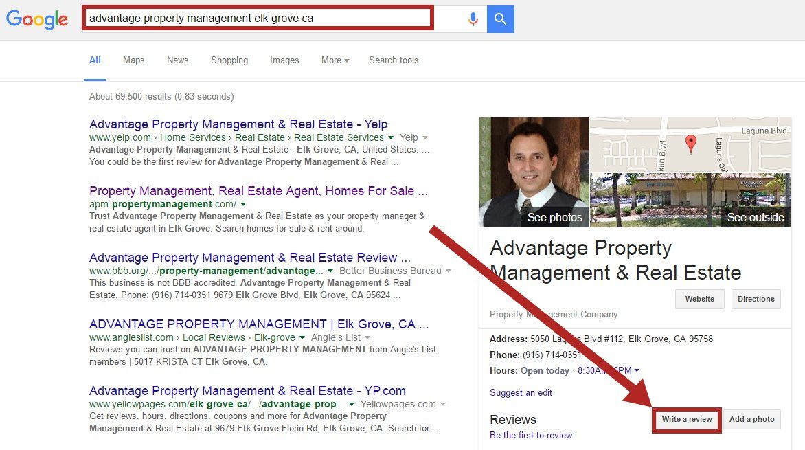 Advantage Property Management Google Review