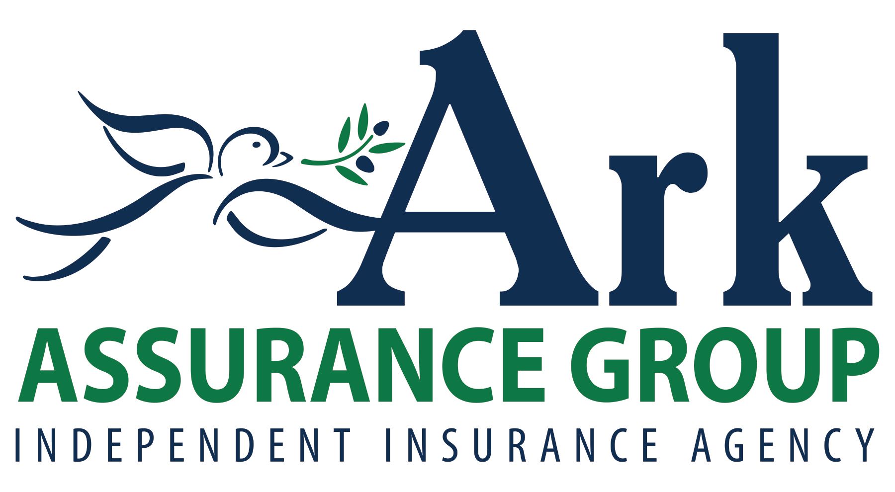 Ark Assurance Group logo with blue dove and green text for an independent insurance agency