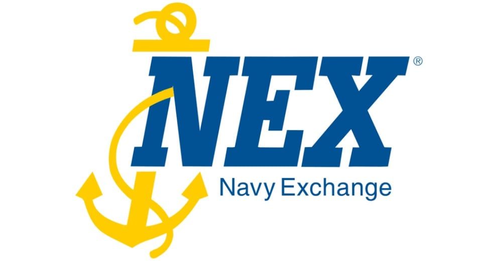 A blue and yellow logo for NEX navy exchange 28.4845° N, 81.2519° W