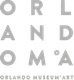 The logo for the Orlando museum of art is gray and white. 28.4845° N, 81.2519° W