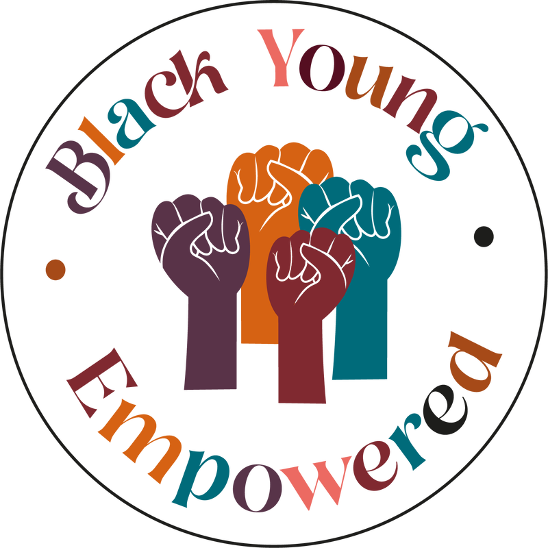 A circular logo features four raised fists in varied colors, with the text 