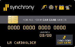 A black and gold credit card for synchrony car care