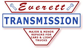 The logo for everett transmission major and minor repairs for cars and light trucks