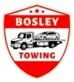 Bosley Towing logo: red shield with a tow truck hauling a car. Text reads “BOSLEY TOWING.”