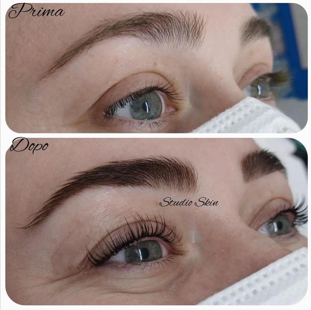 Laminazione sopracciglia prima e dopo