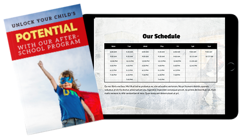 A book titled unlock your child 's potential with our after school program