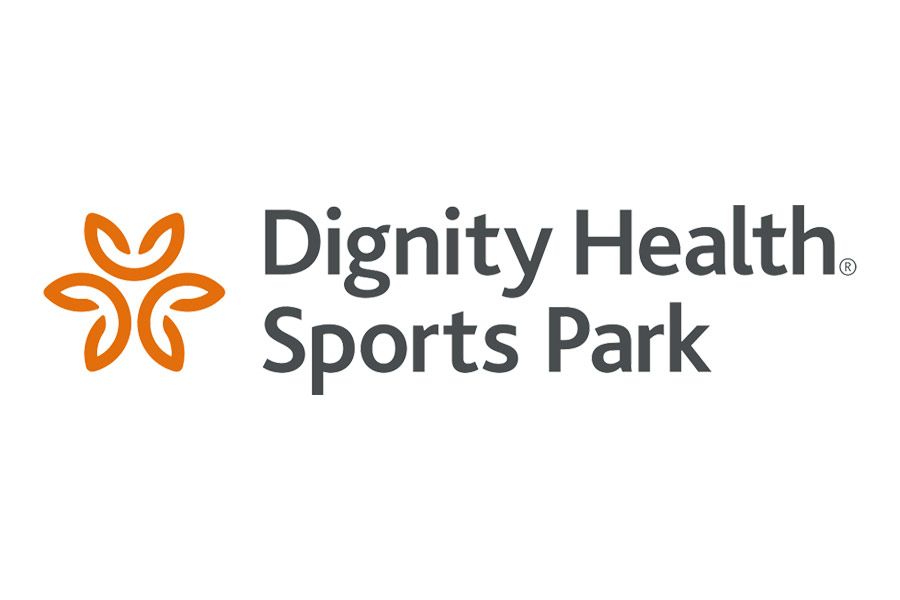 Dignity Health Sports Park logo: orange emblem with text 