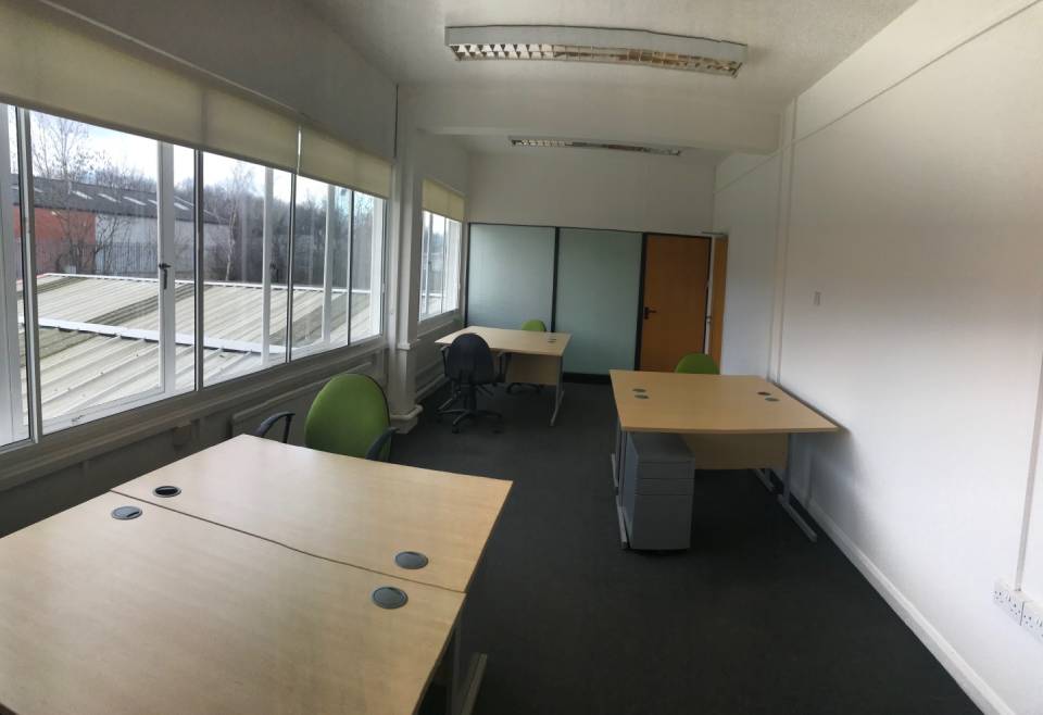 Interior view of  a room with desk