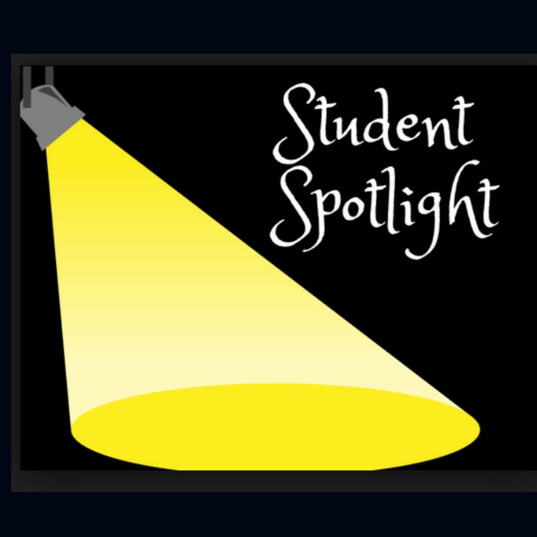 A spotlight with the words student spotlight written on it