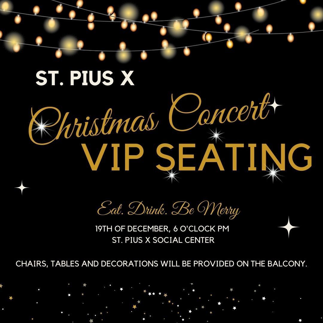 An advertisement for a christmas concert with vip seating