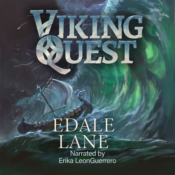 A book cover for viking quest by edale lane, narrated by erika leonguerrero