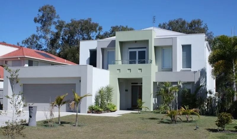 A White and Green House with A Red Roof — MJ Render in Buderim, QLD