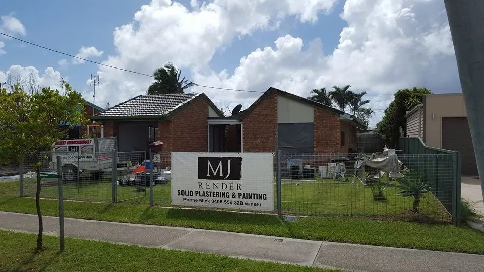 A Fenced in Yard with A Sign that Says Mj Render — MJ Render in Buderim, QLD