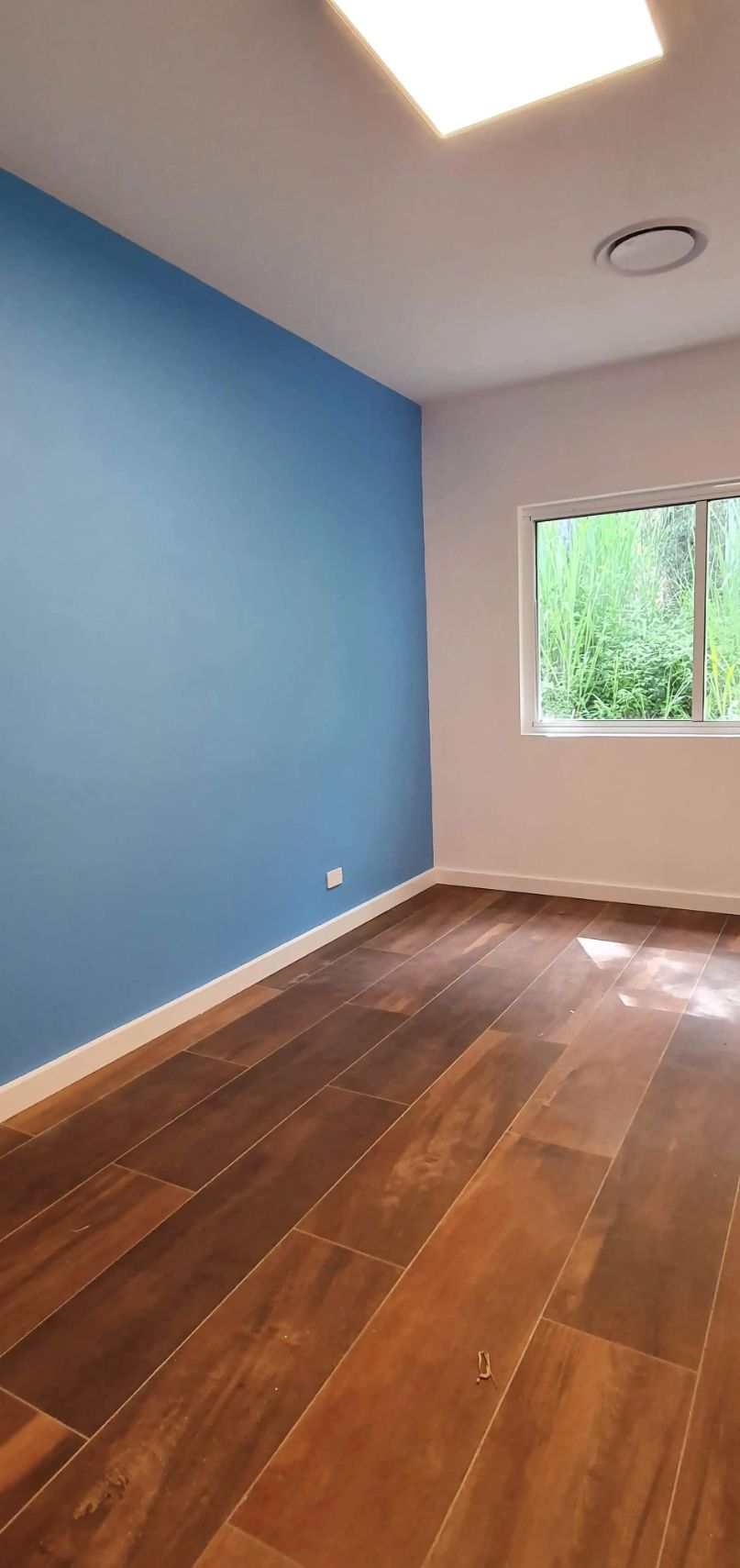 An Empty Room with Blue Walls and A Wooden Floor — MJ Render in Buderim, QLD
