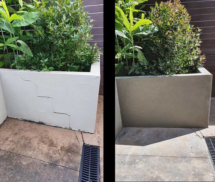 A Before and After Picture of A Planter with Plants in It — MJ Render in Buderim, QLD