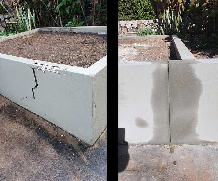 A Before and After Photo of A Concrete Planter — MJ Render in Buderim, QLD