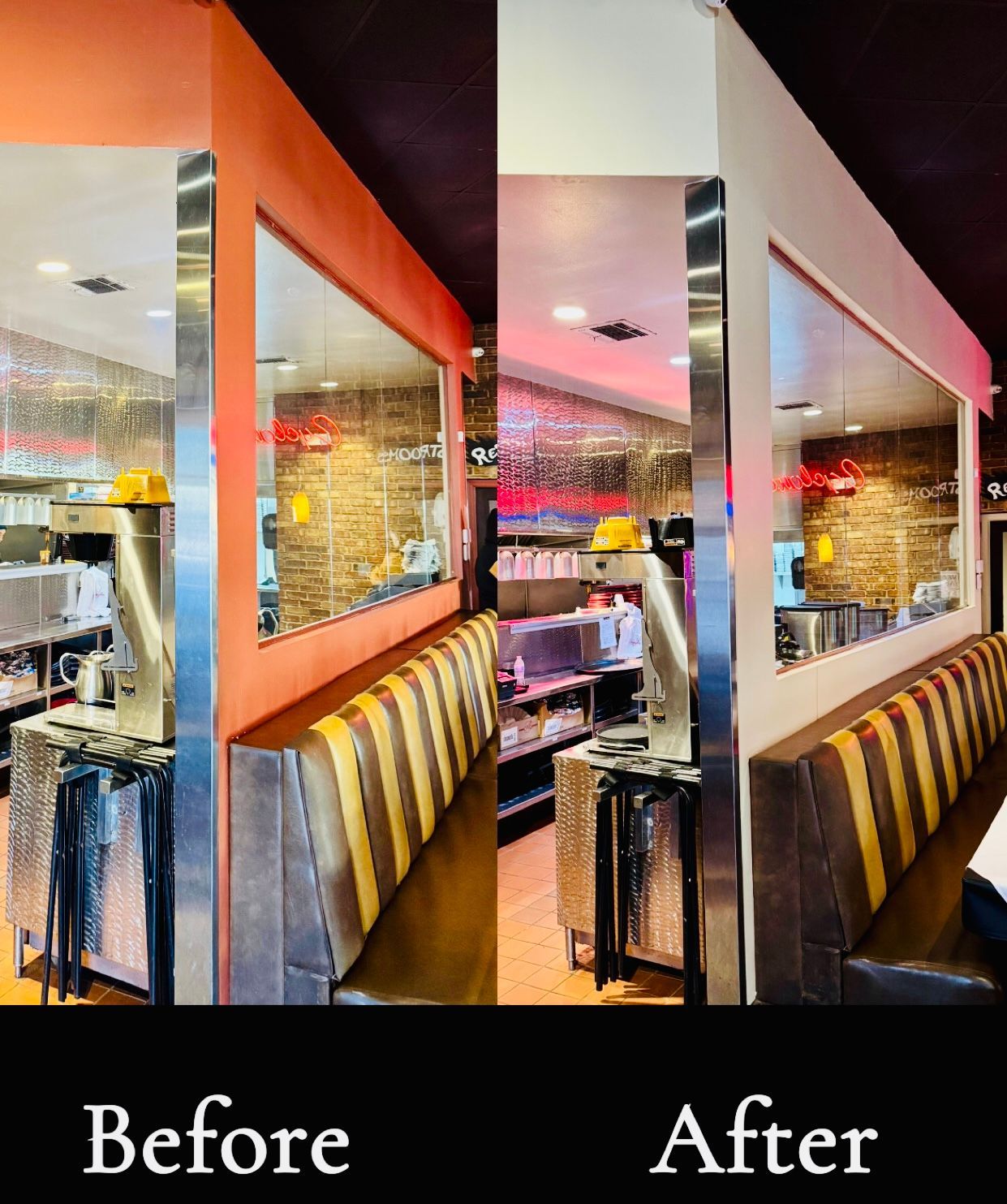 A Before And After Photo Of A Restaurant With Blue Walls - Spring, TX - DJ's Painting A Before And After Photo Of A Restaurant With Blue Walls - Spring, TX - DJ's Painting