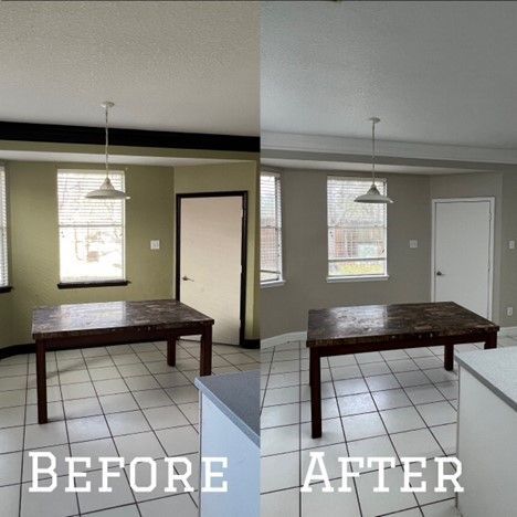 A Before And After Photo Of A Dining Room With A Table - Spring, TX - DJ's Painting