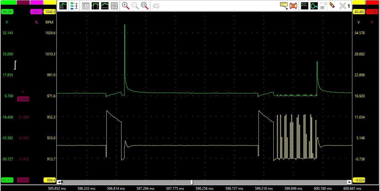 Diesel engine testing equipment in a workshop. A red toolbox and computer monitor are also visible.