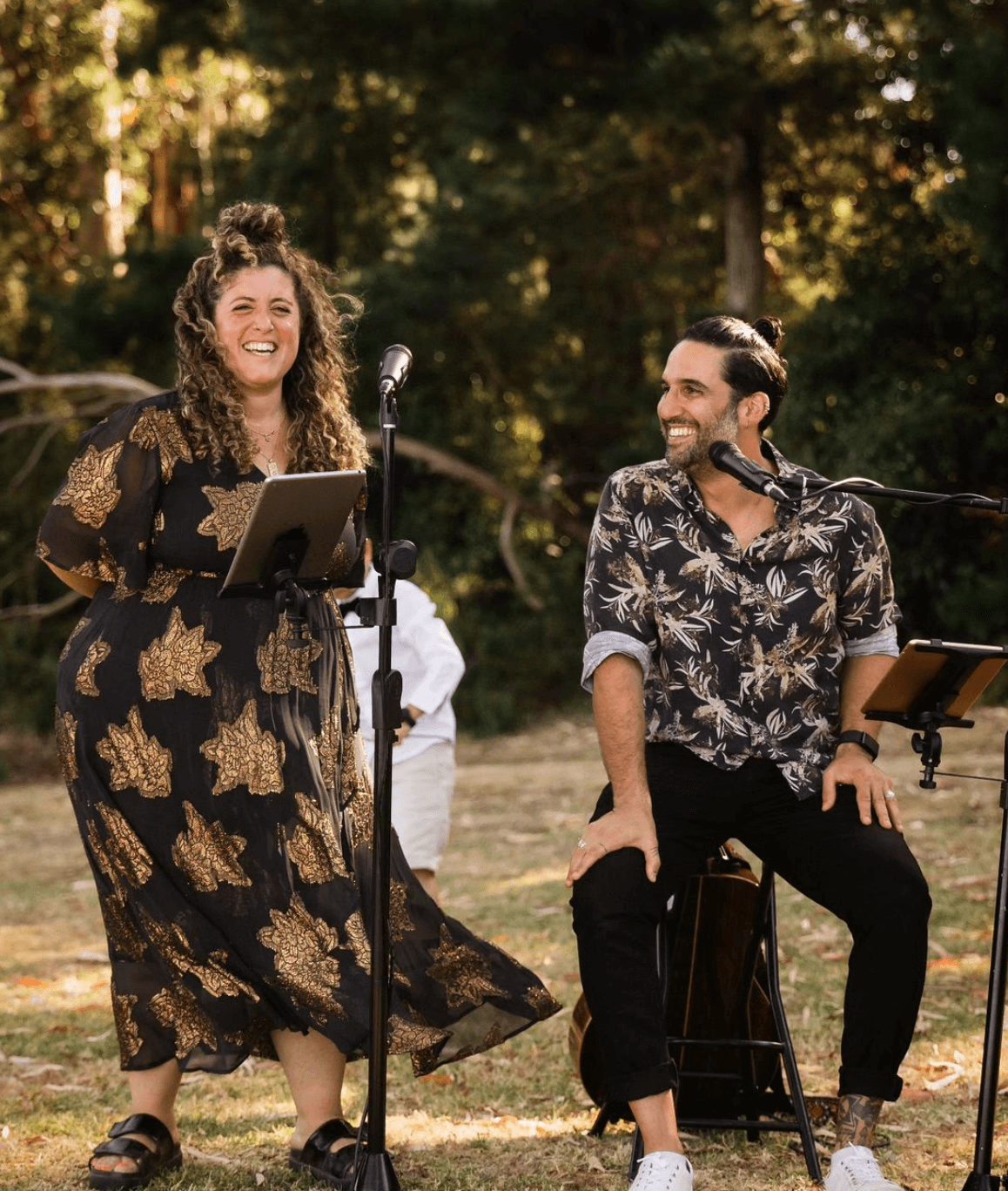 Live vocalist singing during a Melbourne waterfront wedding