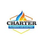 The logo for charter plumbing shows a pipe in the water.