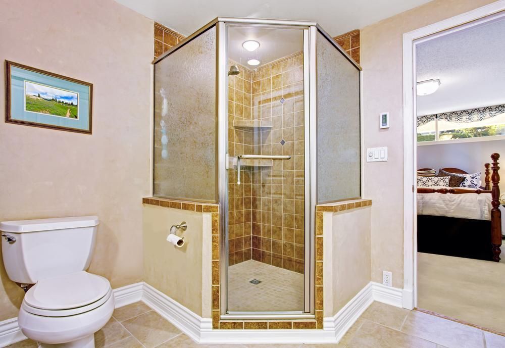 Bathroom with Corner Shower — Ace Glass & Aluminium In Grafton, NSW