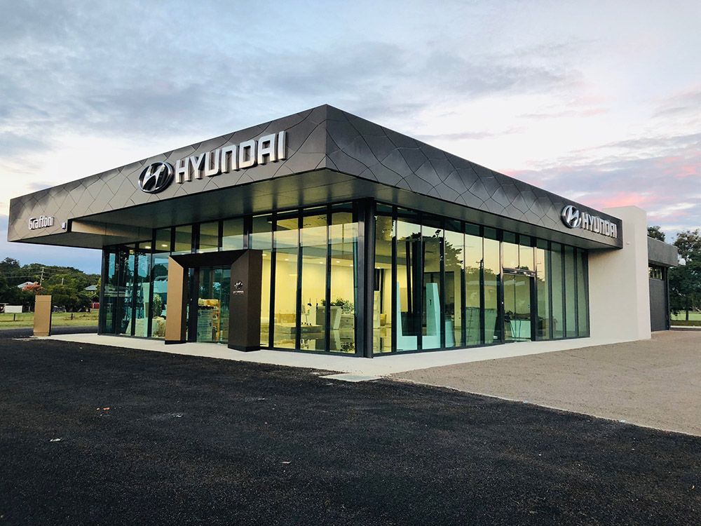 A Hyundai Car Dealership With A Lot Of Windows — Ace Glass & Aluminium In Grafton, NSW