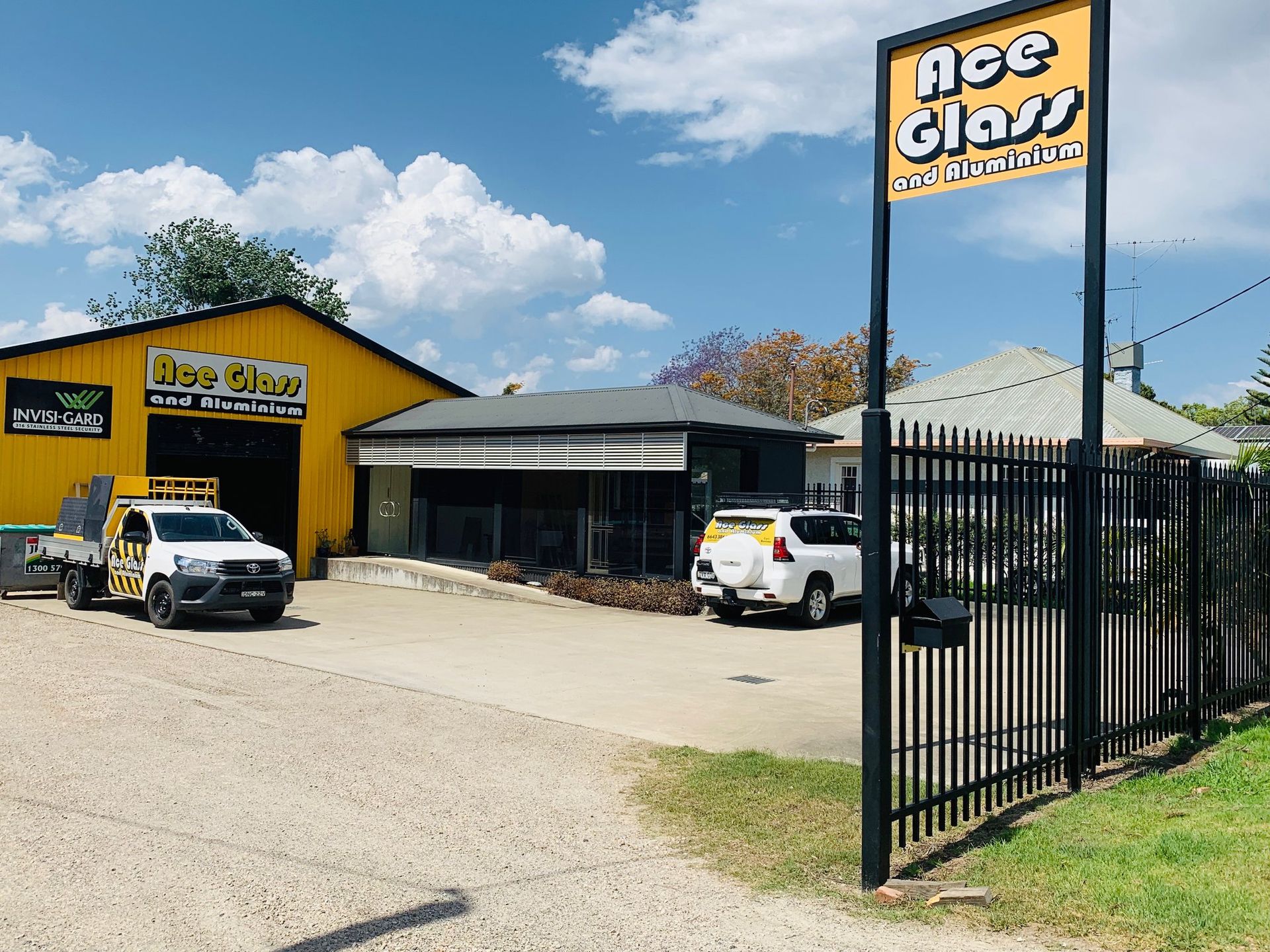 A Ace Glass And Aluminium Warehouse With A Ute Outside — Ace Glass & Aluminium In Grafton, NSW