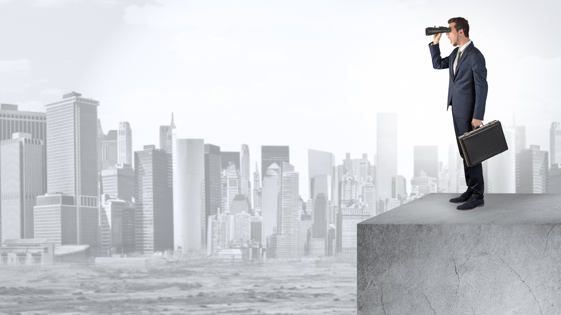 guy looking over city