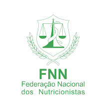 The logo for the federacao nacional dos nutricionistas has a scale of justice on it.