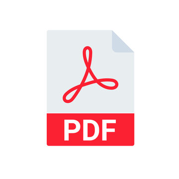 Um ícone vermelho de um arquivo pdf em um fundo branco