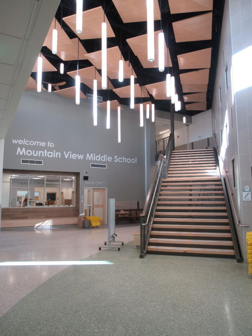 Stairs leading up to the mountain view middle school