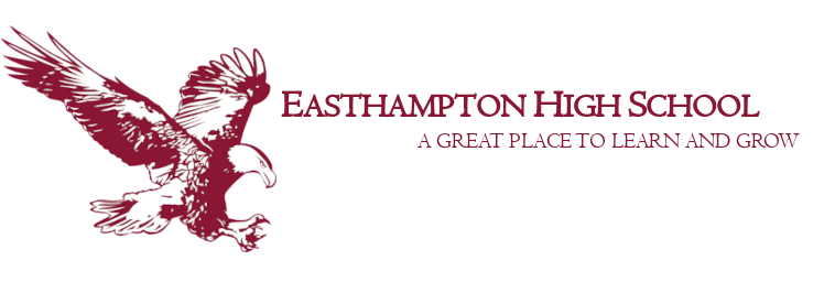 A logo for easthampton high school with an eagle on it