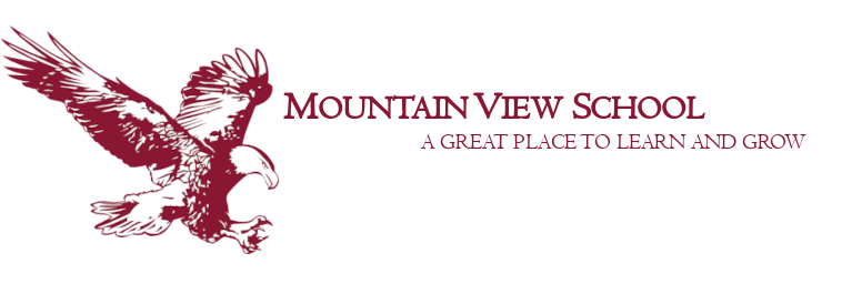 A mountain view school logo with an eagle on it