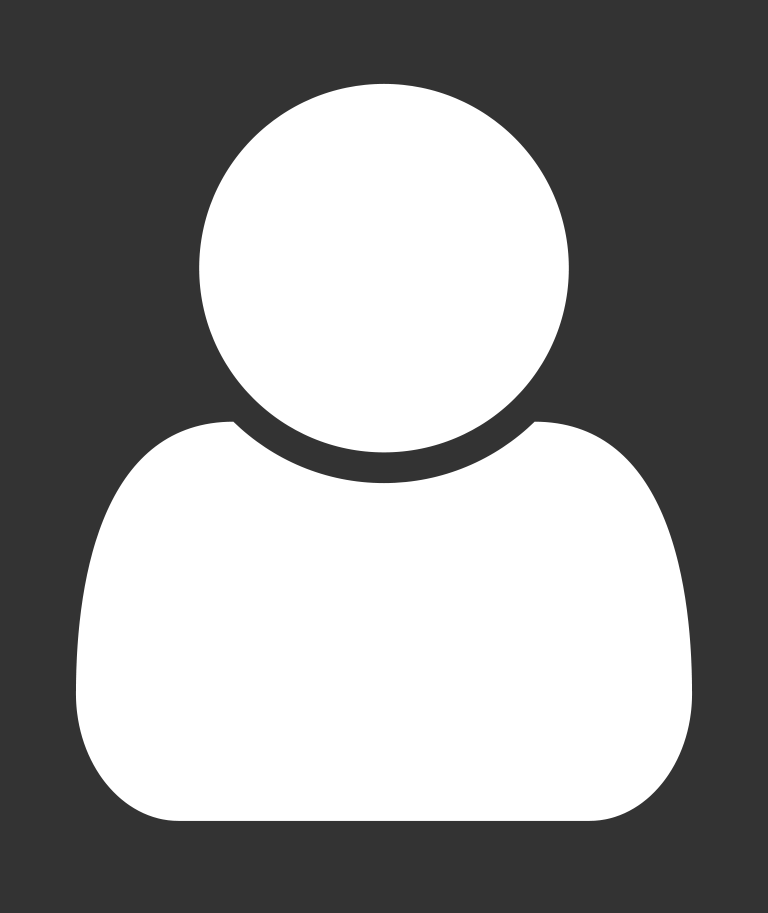 A white icon of a person a face on a black background.