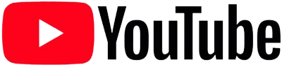 YouTube logo: red play button icon and black wordmark on white background