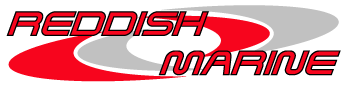 Reddish Marine logo with red stylized text and gray swoosh on white background