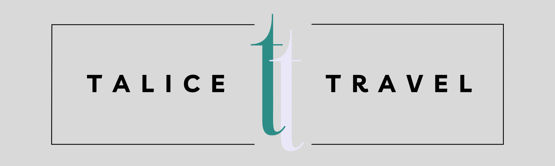 Talice Travel logo with black text and a teal stylized “t” on a light gray background