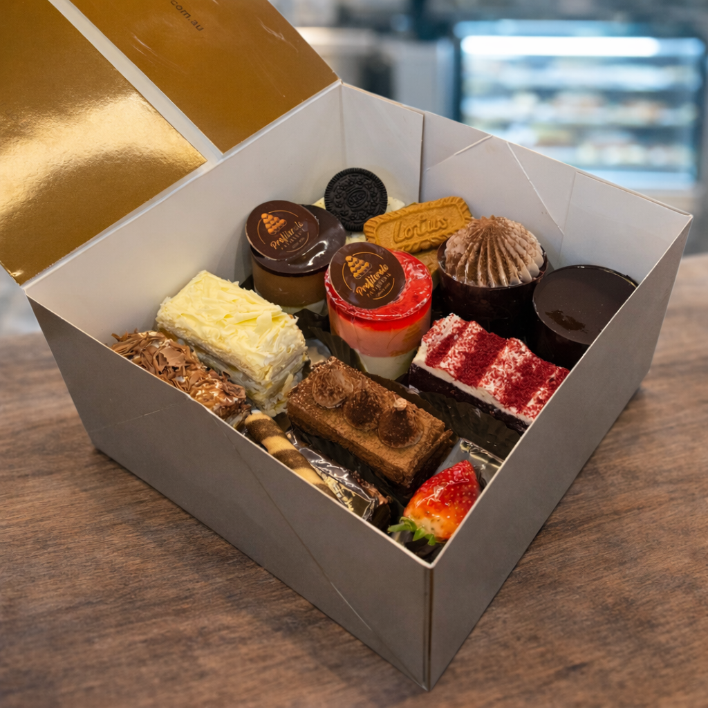 12-piece deluxe cake box by Profiterole Patisserie