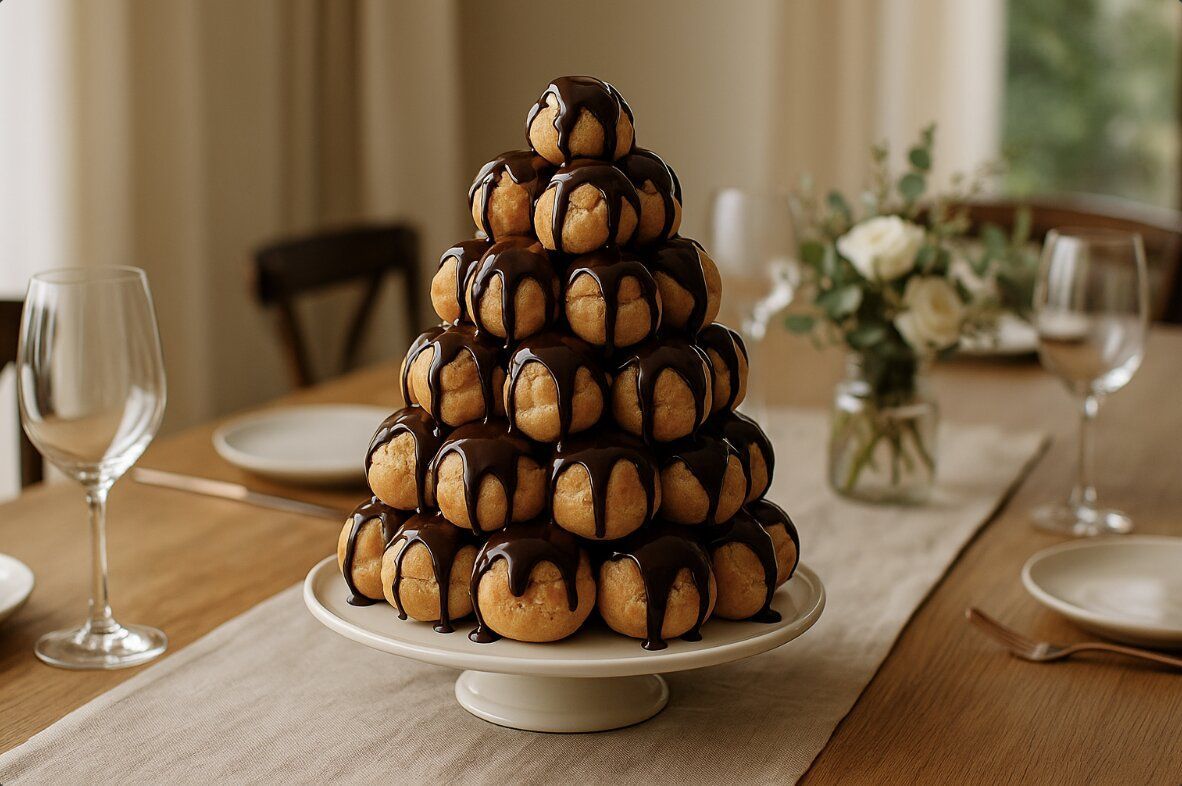 Elegant cake on a decorated table at a home gathering