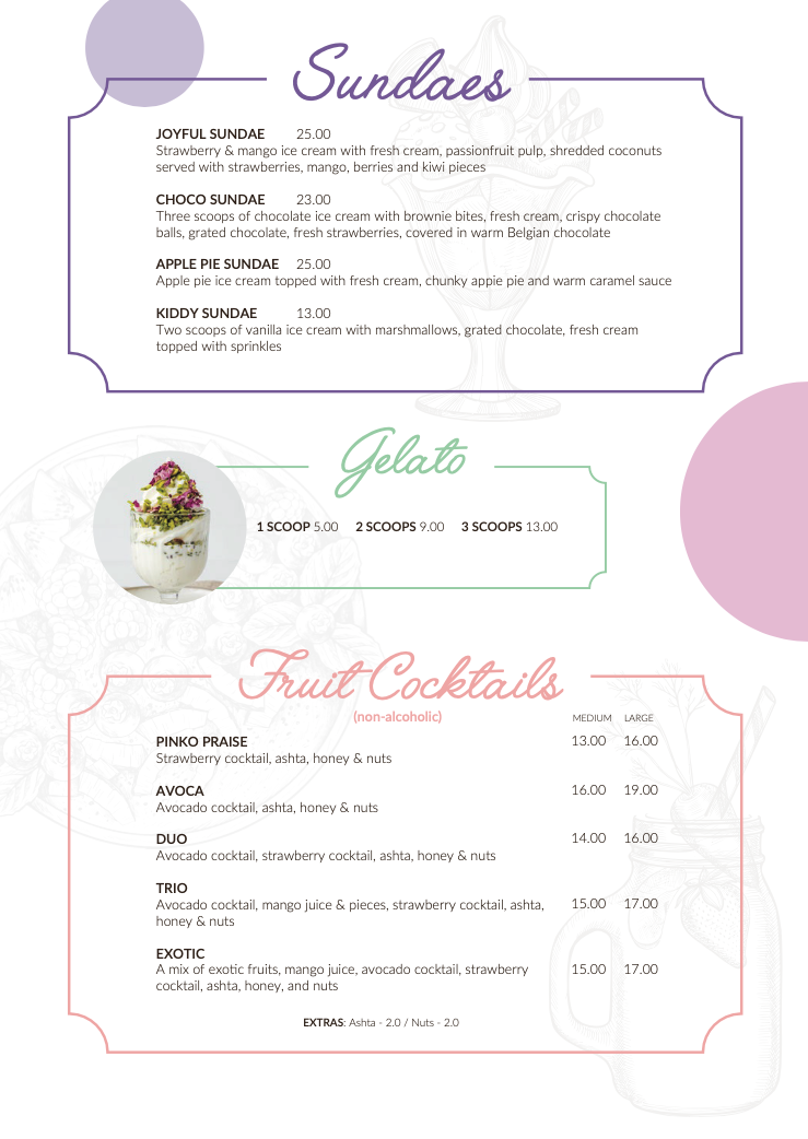 Profiterole store menu page 5