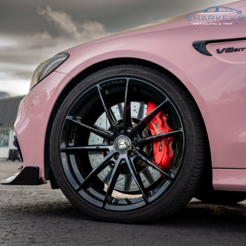 Tire cleaing at Sharkey's Detailing & Tint Sarasota