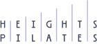 The logo for heights pilates shows a row of letters on a white background.