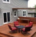 Newly stained outdoor decking