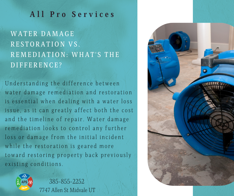 Difference between Salt Lake City Water damage restoration and remediation