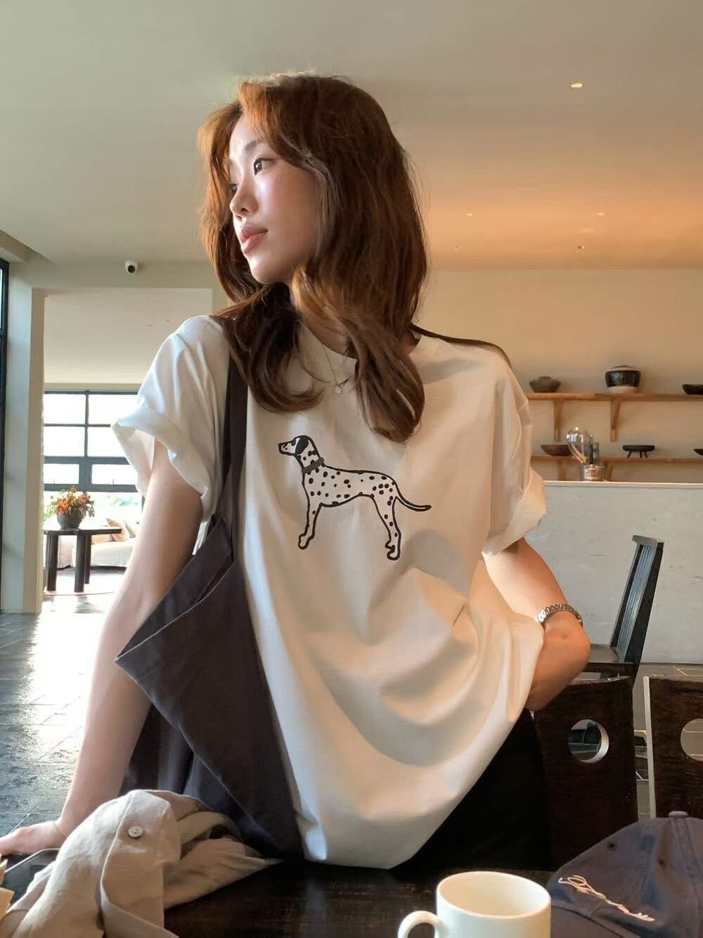 韓版 26S/S -#10233-斑點狗印圖棉tee